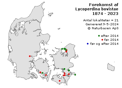 Lycoperdina bovistae - udbredelseskort