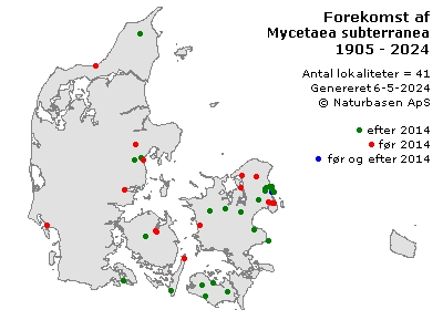 Mycetaea subterranea - udbredelseskort